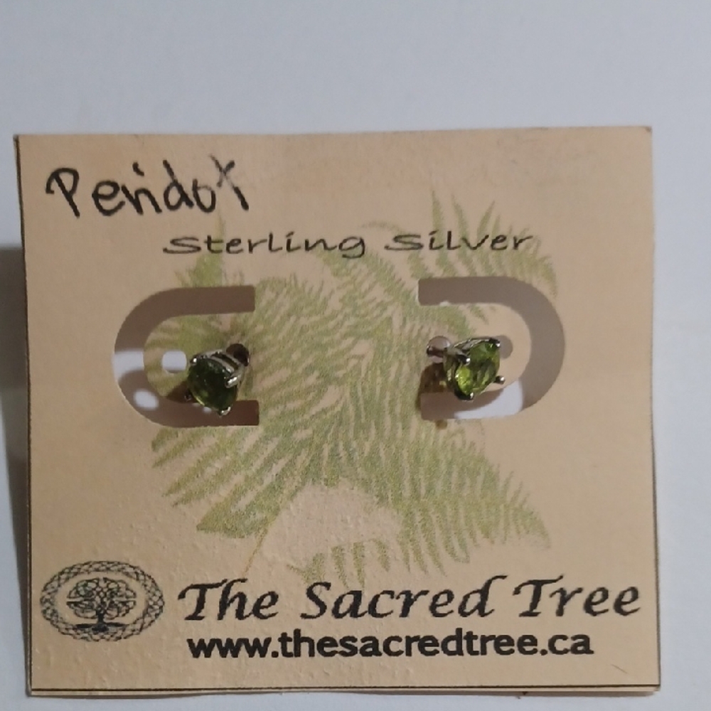 Sterling Silver Genuine Peridot Stud Earrings
